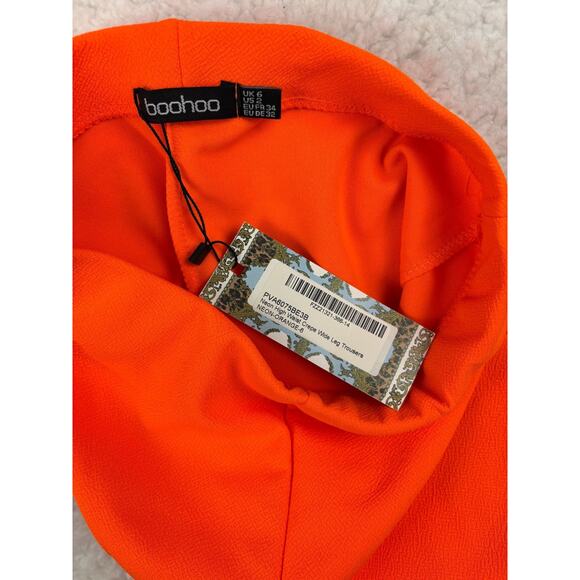 Boohoo Neon Orange High Waist Wide Leg Pants | Women’s XS/2 | NWT - Picture 5 of 6